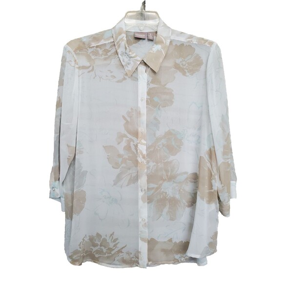Chico's Sheer Chiffon Floral Print Button-Up Tunic Size 3 (XL) - Picture 1 of 6